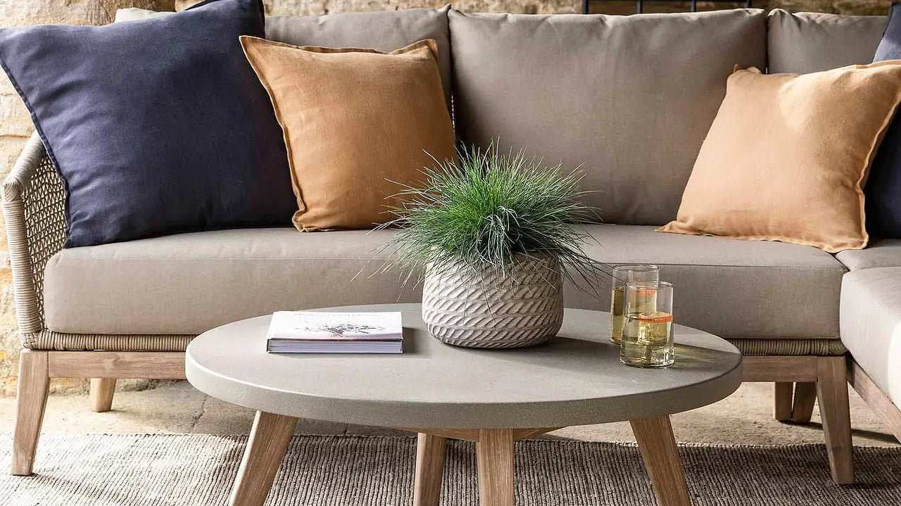 Elevate Your Living Room with a Pouffe and Coffee Table Combo - Angela Reed