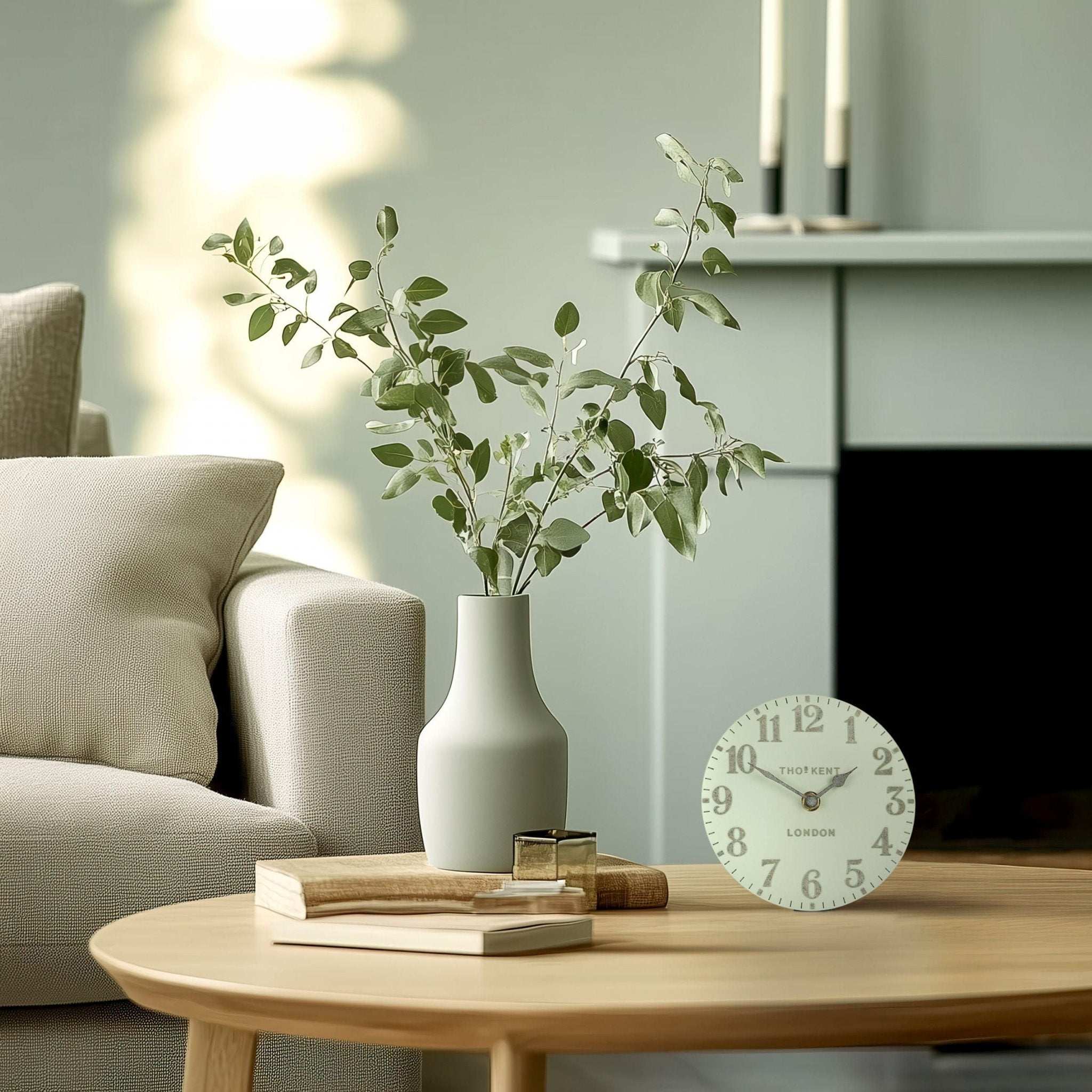 6" Arabic Mantel Clock, Pearl Green