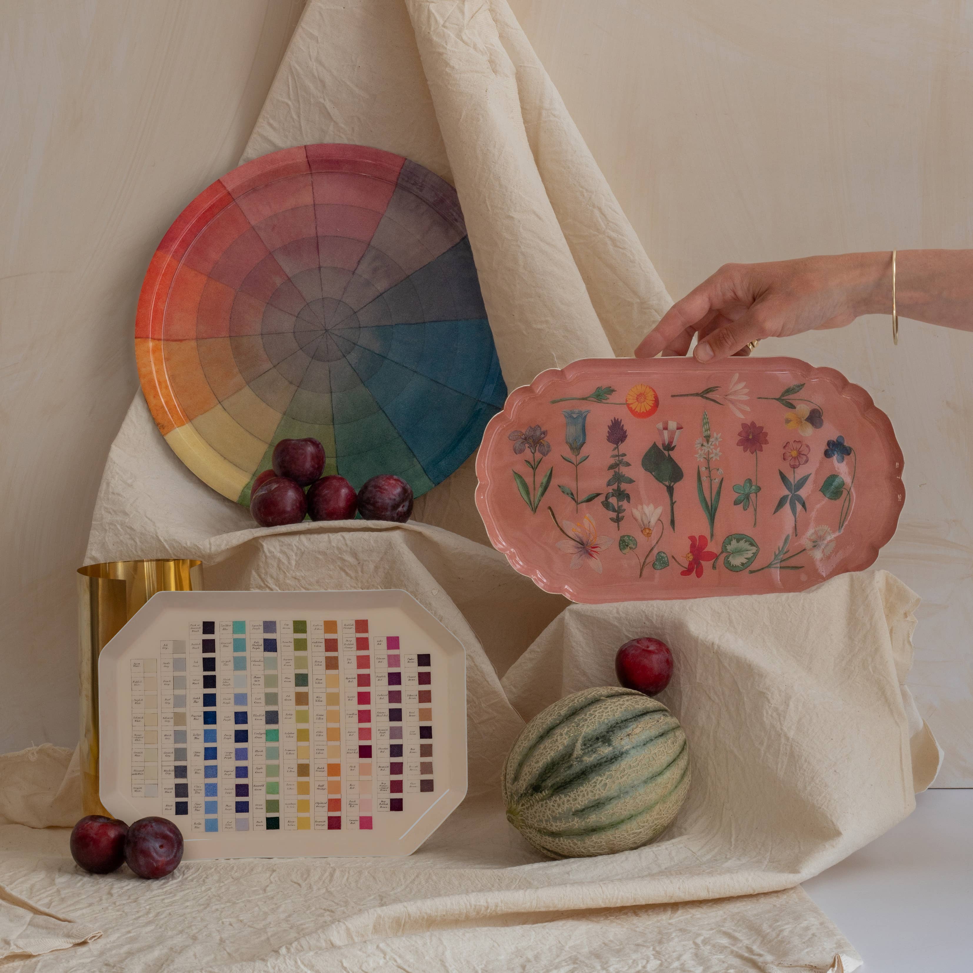 Scalloped Enamel Tray, Festival of Flowers