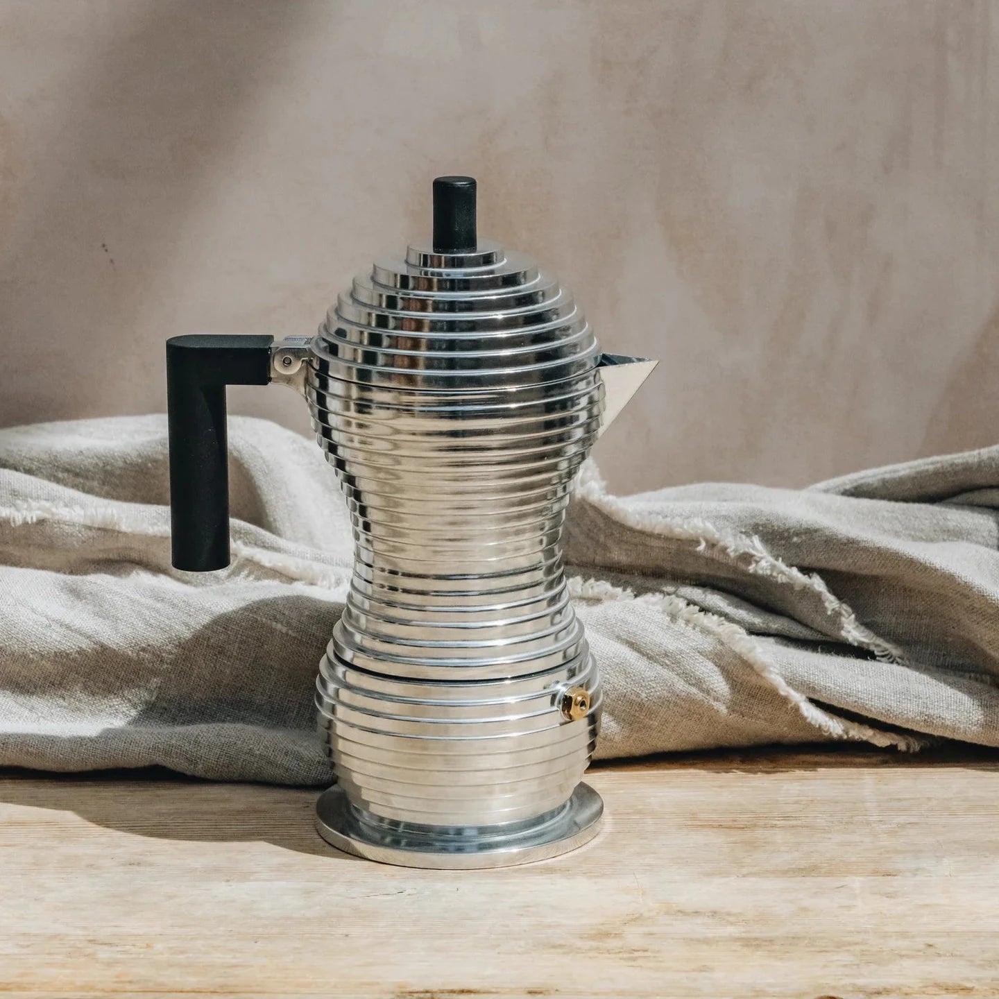 Alessi Stainless Pulcina Espresso Coffee Maker, 3 Cup with Black Handle