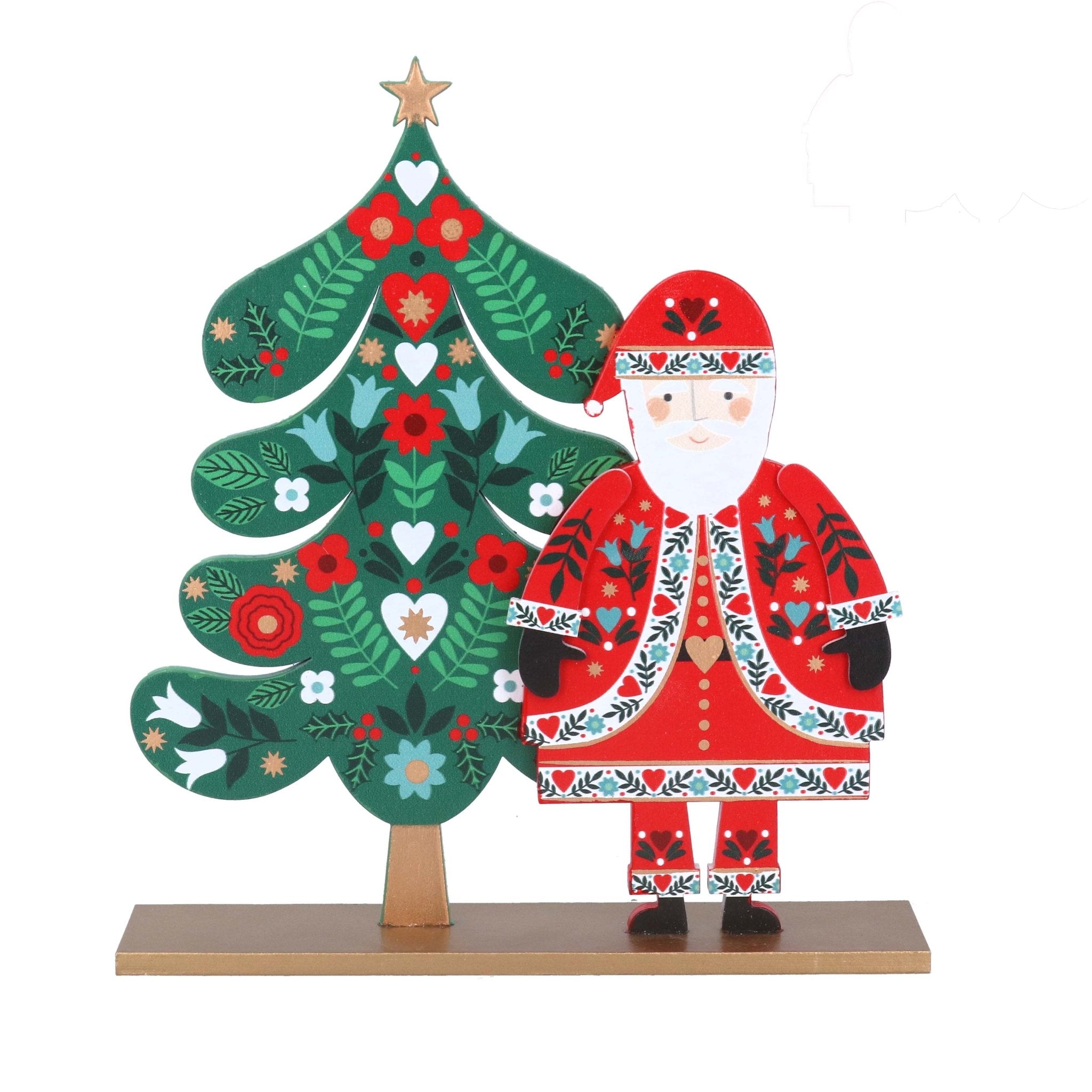 Alpine Wood Santa with Tree Decoration