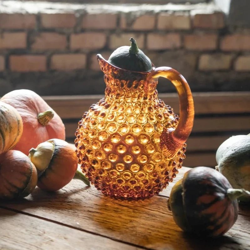 Amber Glass Hobnail Jug