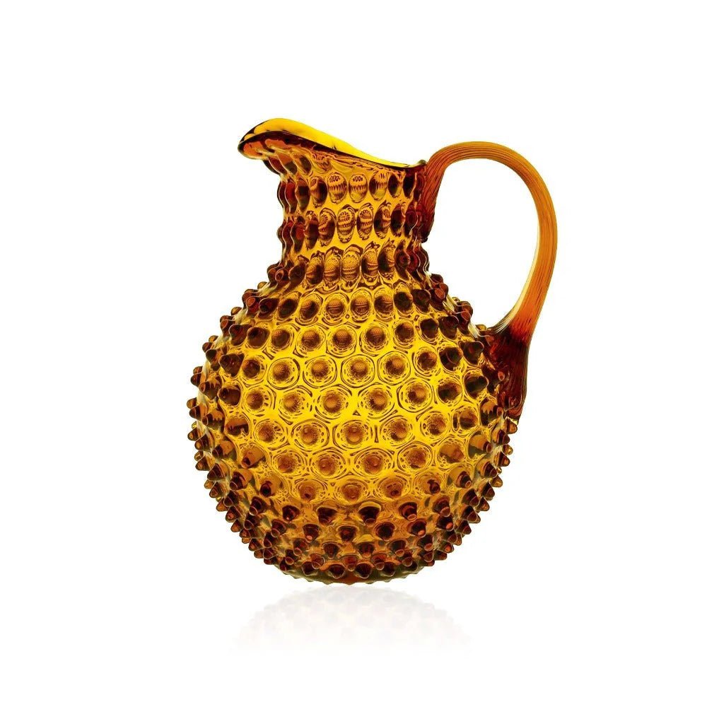 Amber Glass Hobnail Jug