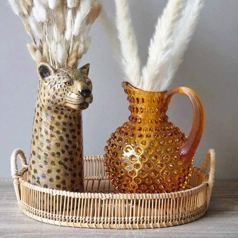 Amber Glass Hobnail Jug