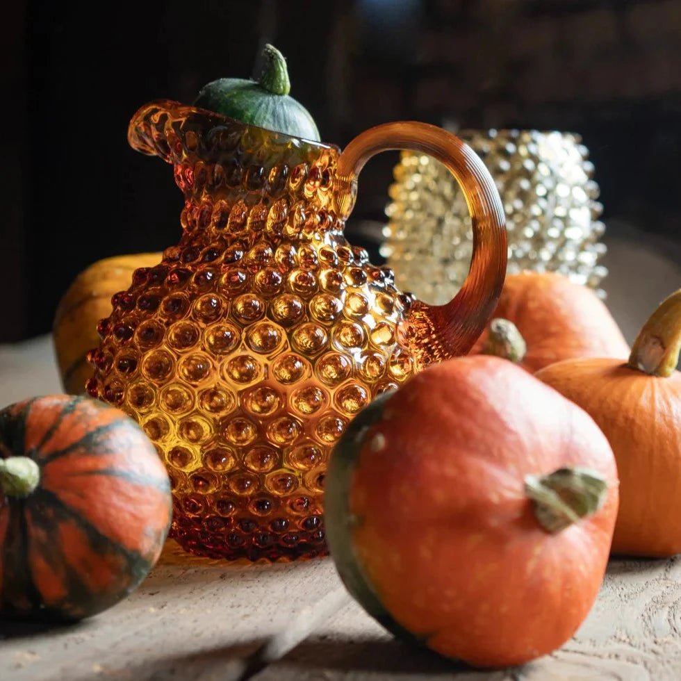 Amber Glass Hobnail Jug