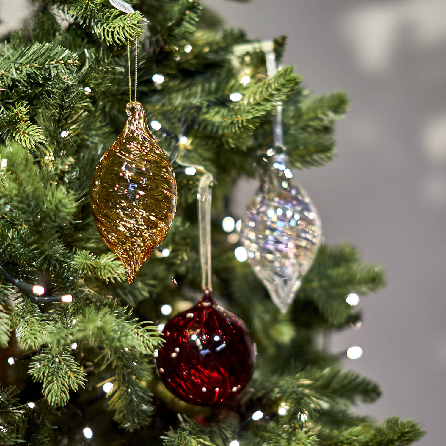 Amber Glass Ribbed Finial