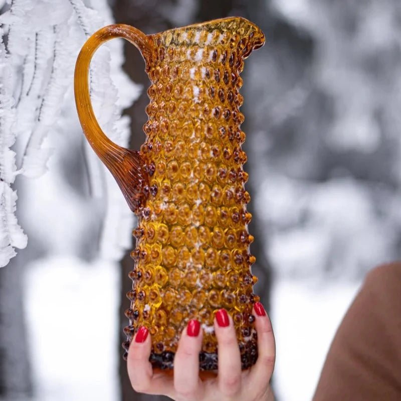 Amber Tall Hobnail Jug