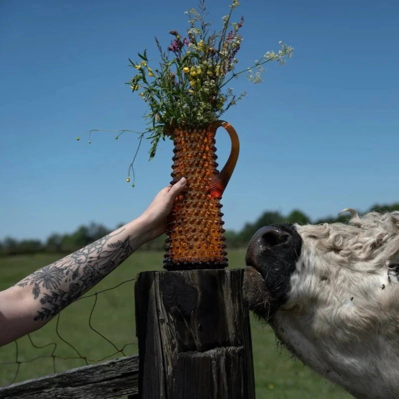 Amber Tall Hobnail Jug
