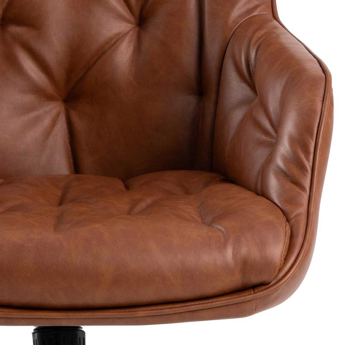 Anderson Desk Chair Tan Faux Leather,Beige Fabric