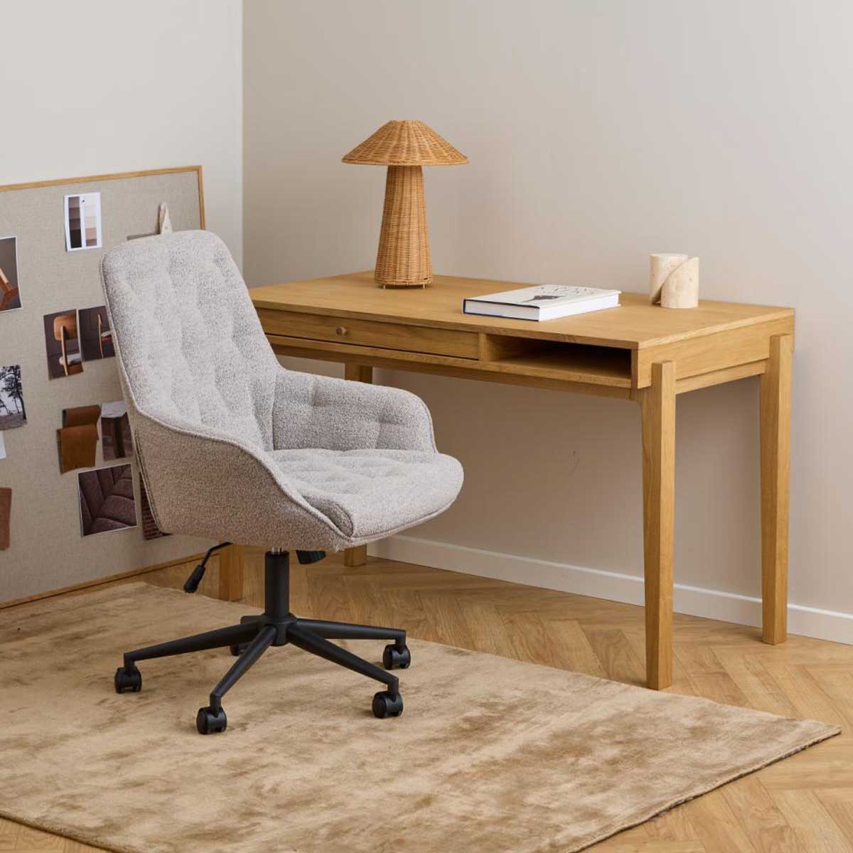 Anderson Desk Chair Tan Faux Leather,Beige Fabric