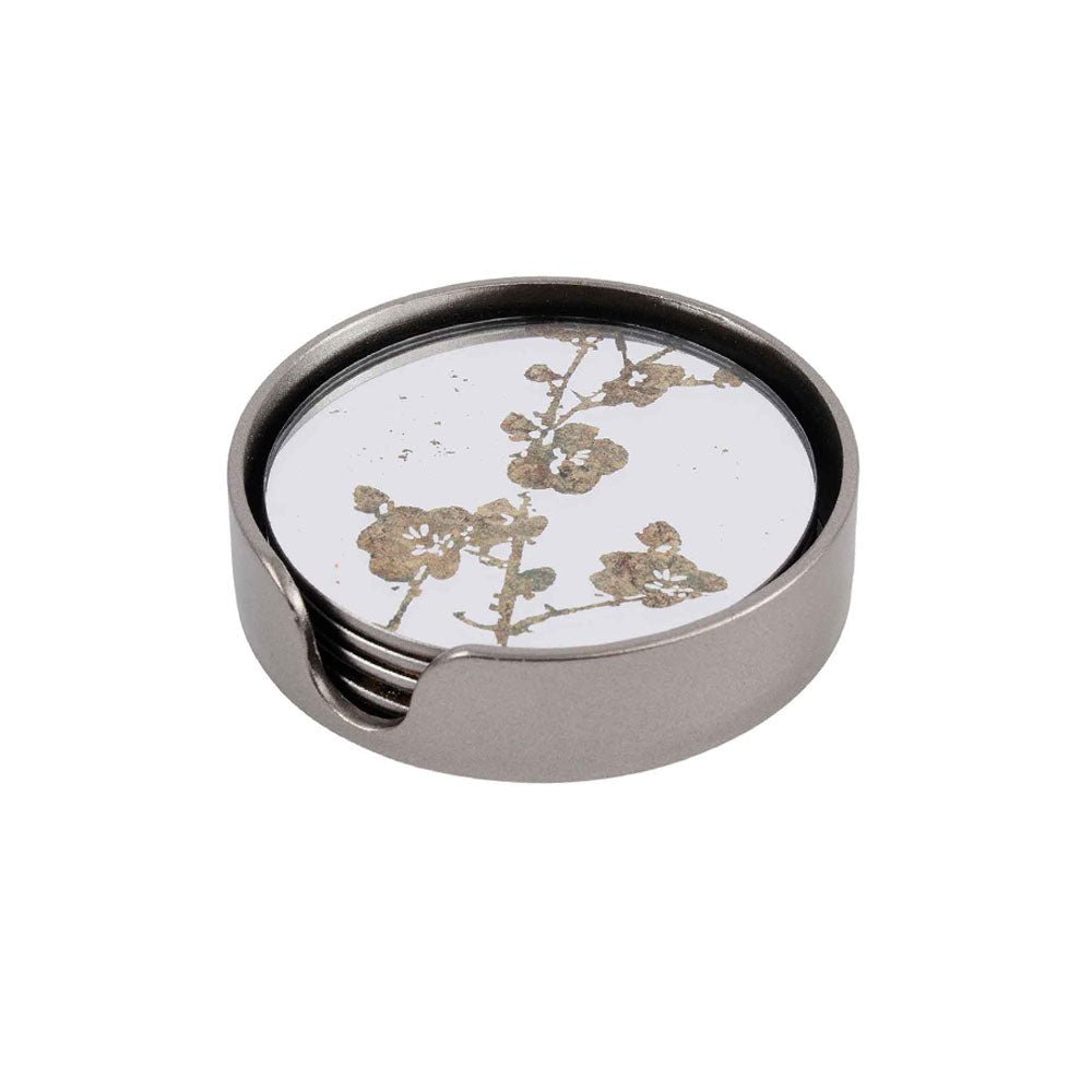 Antique Gold Set Of 4 Blossom Coasters