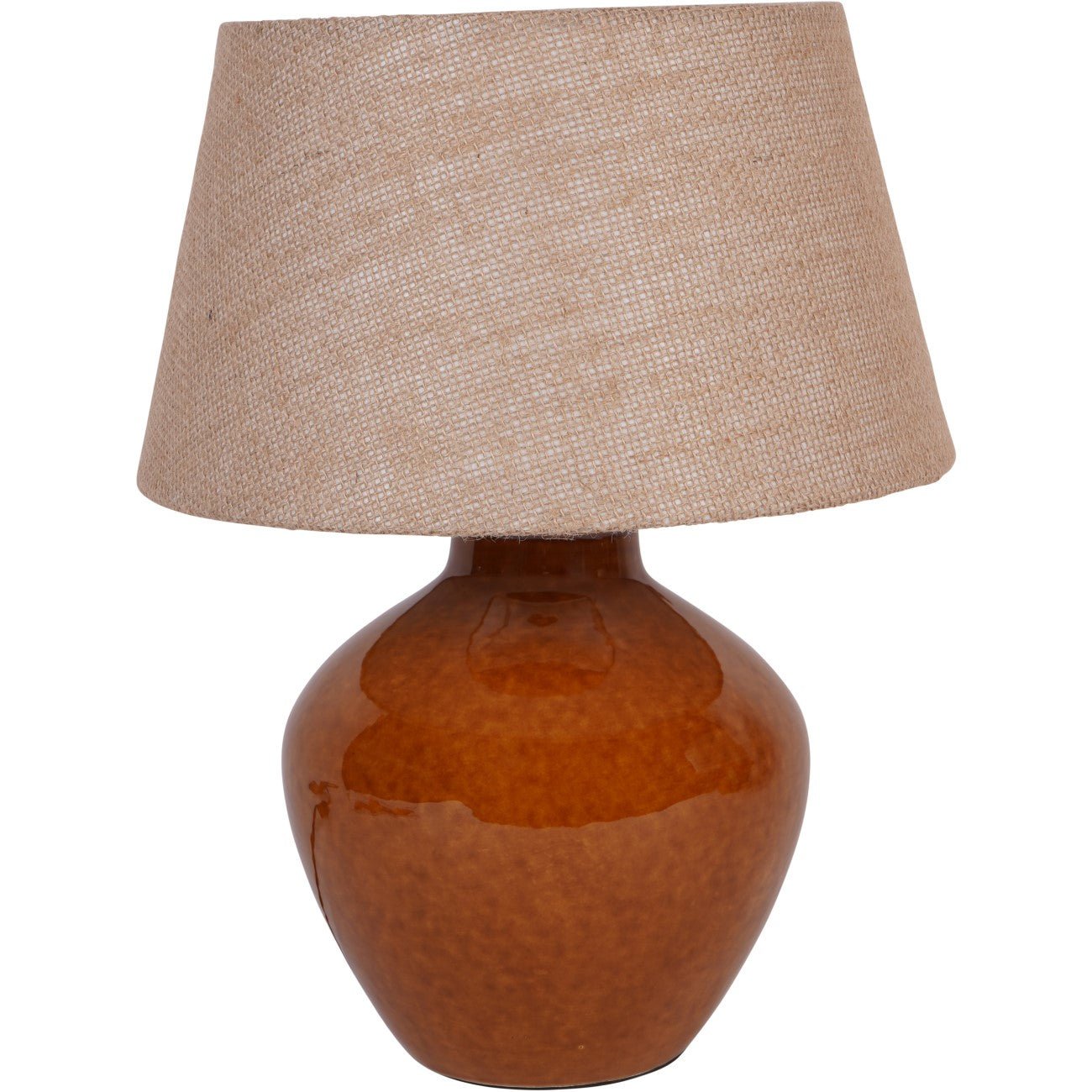 Aubrey Terracotta Ceramic Lamp With Hessian Shade, Small