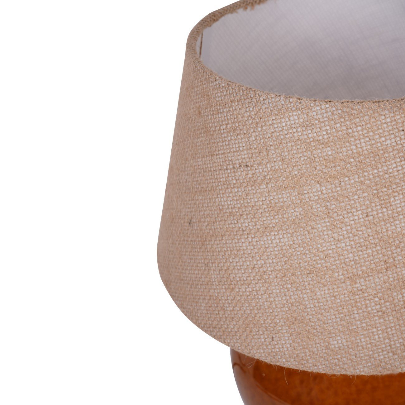 Aubrey Terracotta Ceramic Lamp With Hessian Shade, Small