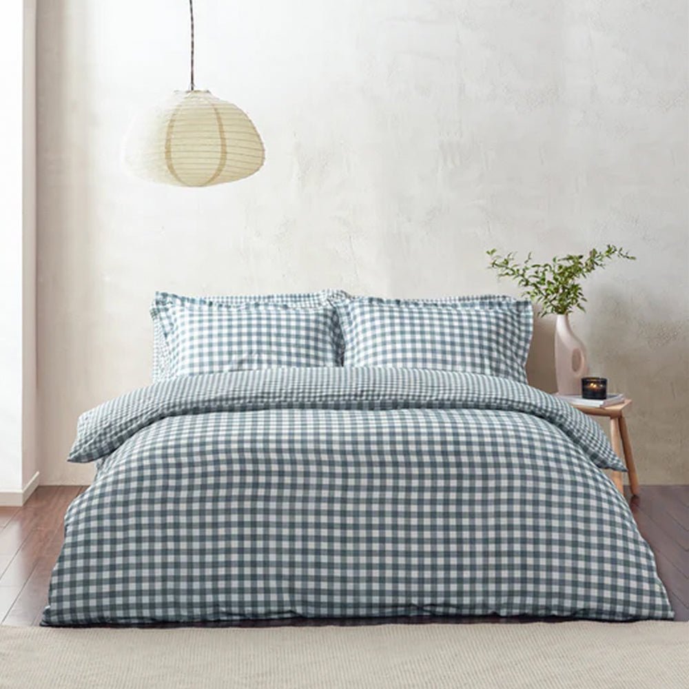 Barton Check Reversible Duvet Cover Set, Navy Superking(6'),Kingsize(5'),Single(3'),Double(4'6")