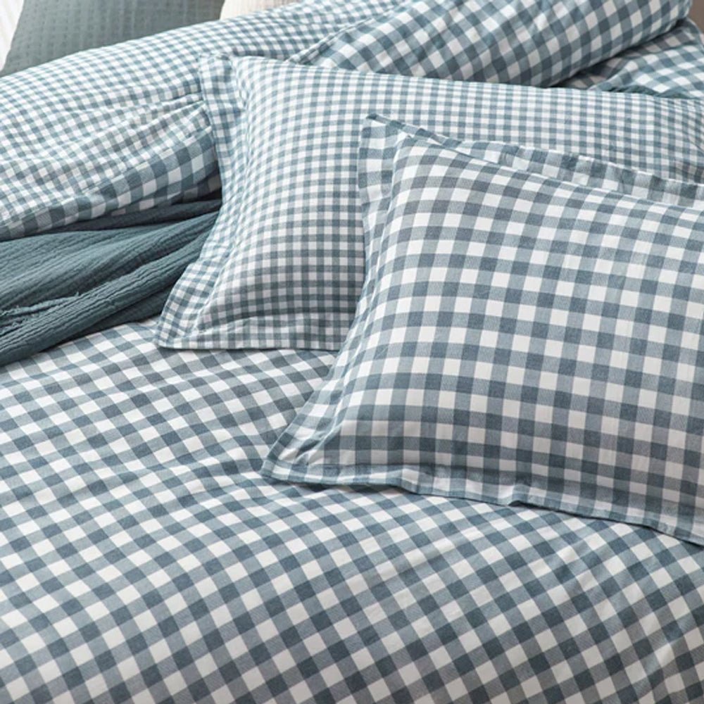 Barton Check Reversible Duvet Cover Set, Navy Superking(6'),Kingsize(5'),Single(3'),Double(4'6")
