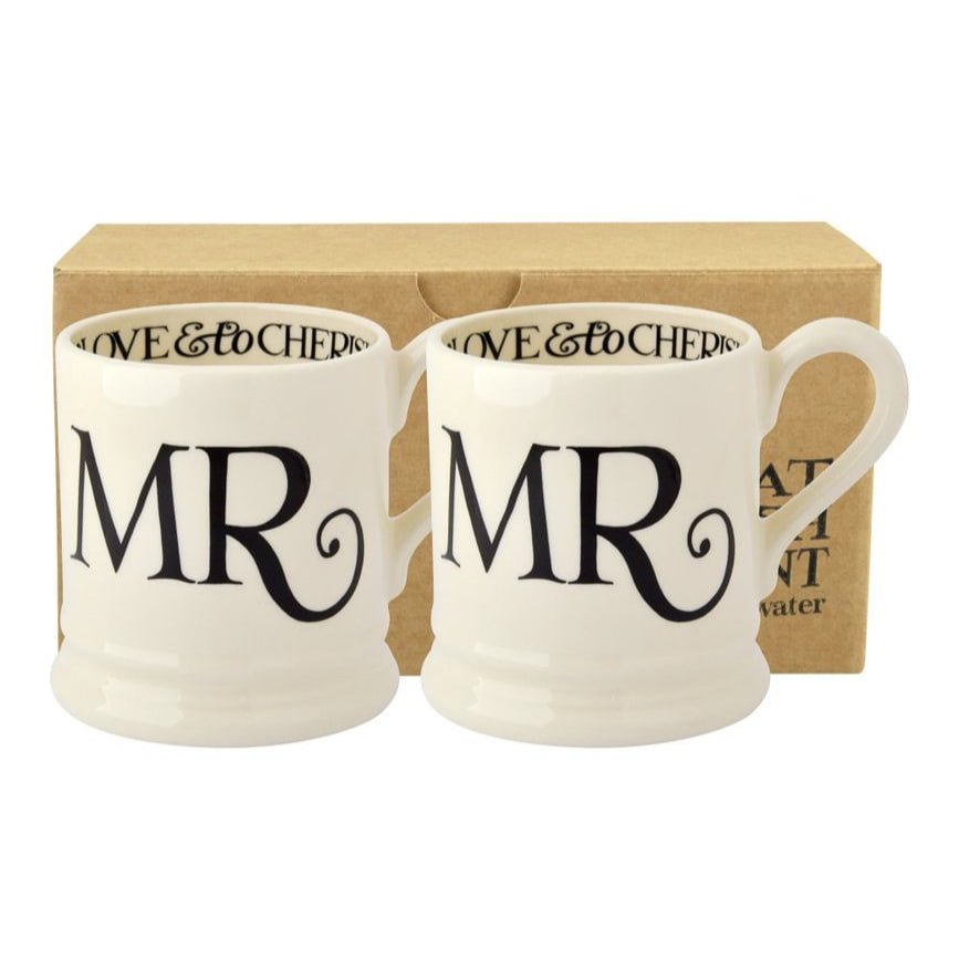 Black Toast 'Mr & Mr' Set of 2 1/2 Pint Mugs Boxed