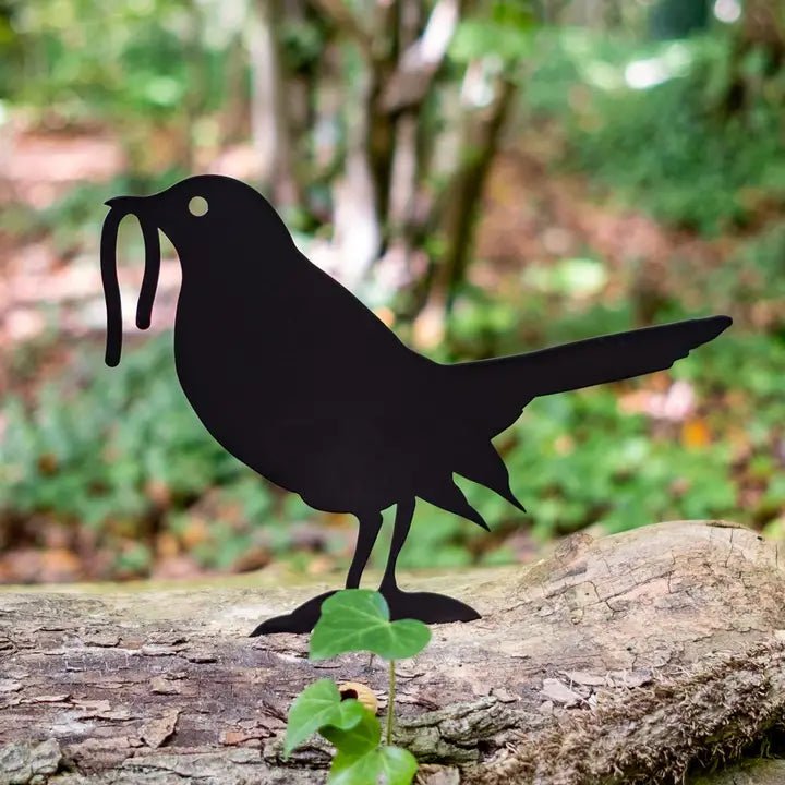 Blackbird and Worm Silhouette
