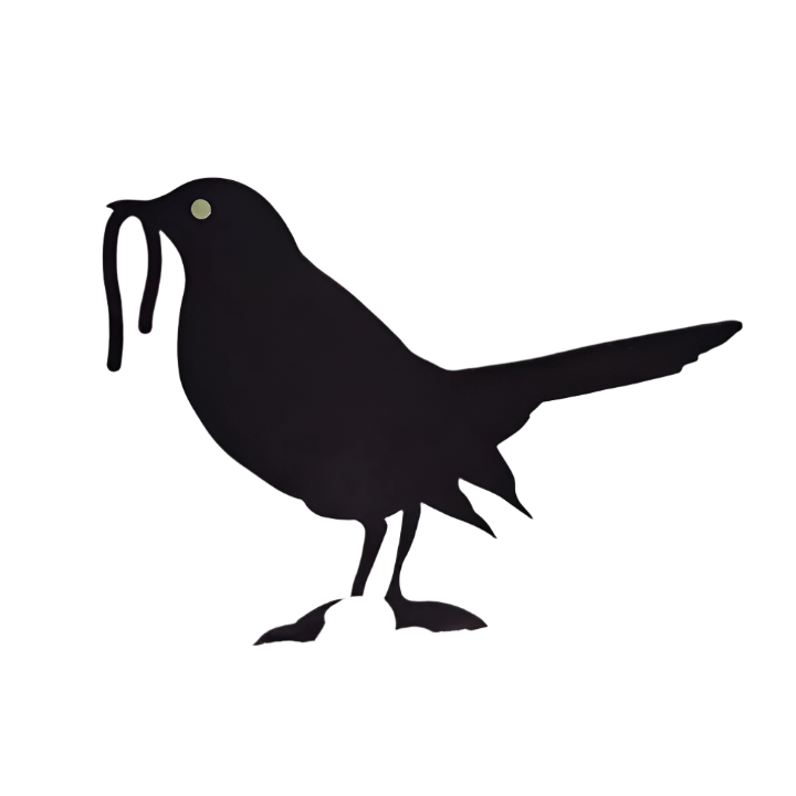 Blackbird and Worm Silhouette