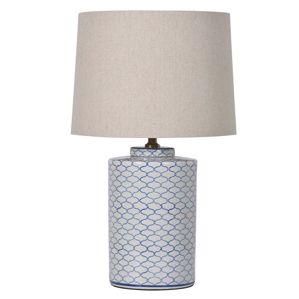 Blue and White Crackle Table Lamp with Shade