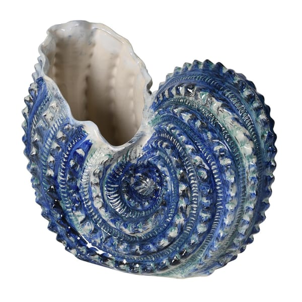 Blue Ceramic Shell Vase