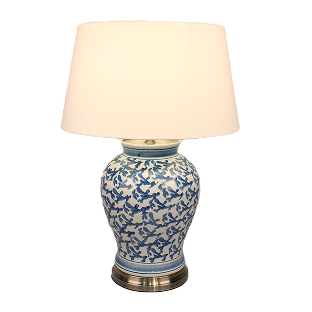 Blue Coral Ceramic Lamp & Shade - Angela Reed -
