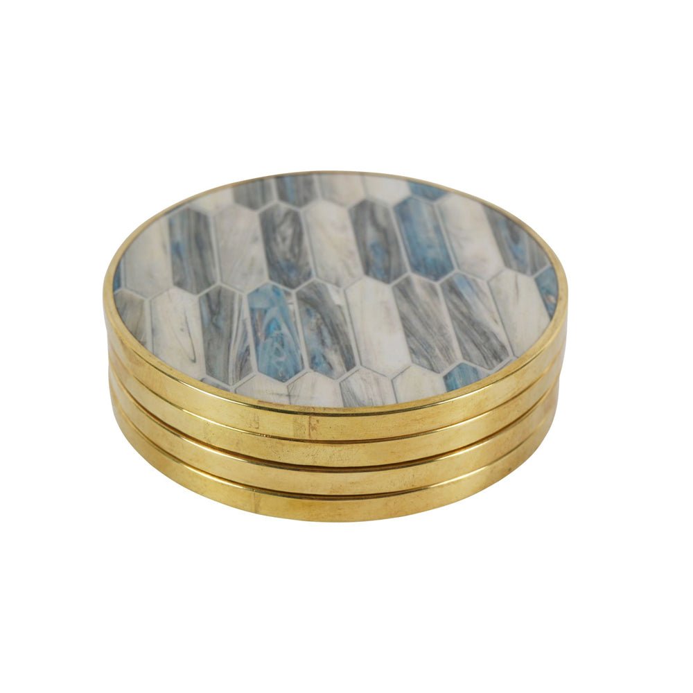 Blue Grey Mosaic Style, Set of 4 Coasters