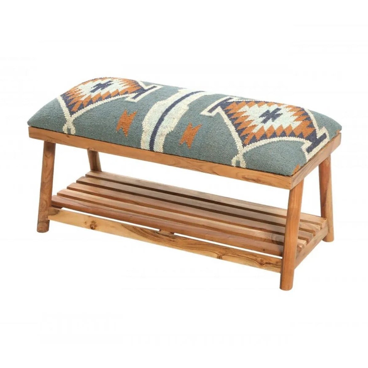 Blue Kilim Storage Bench
