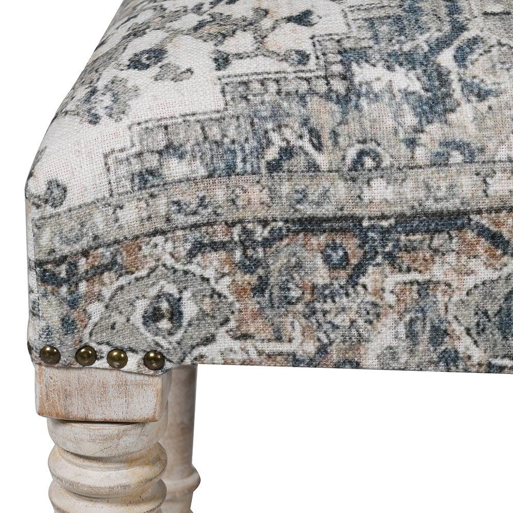 Blue Turkish Rug Pattern Bench