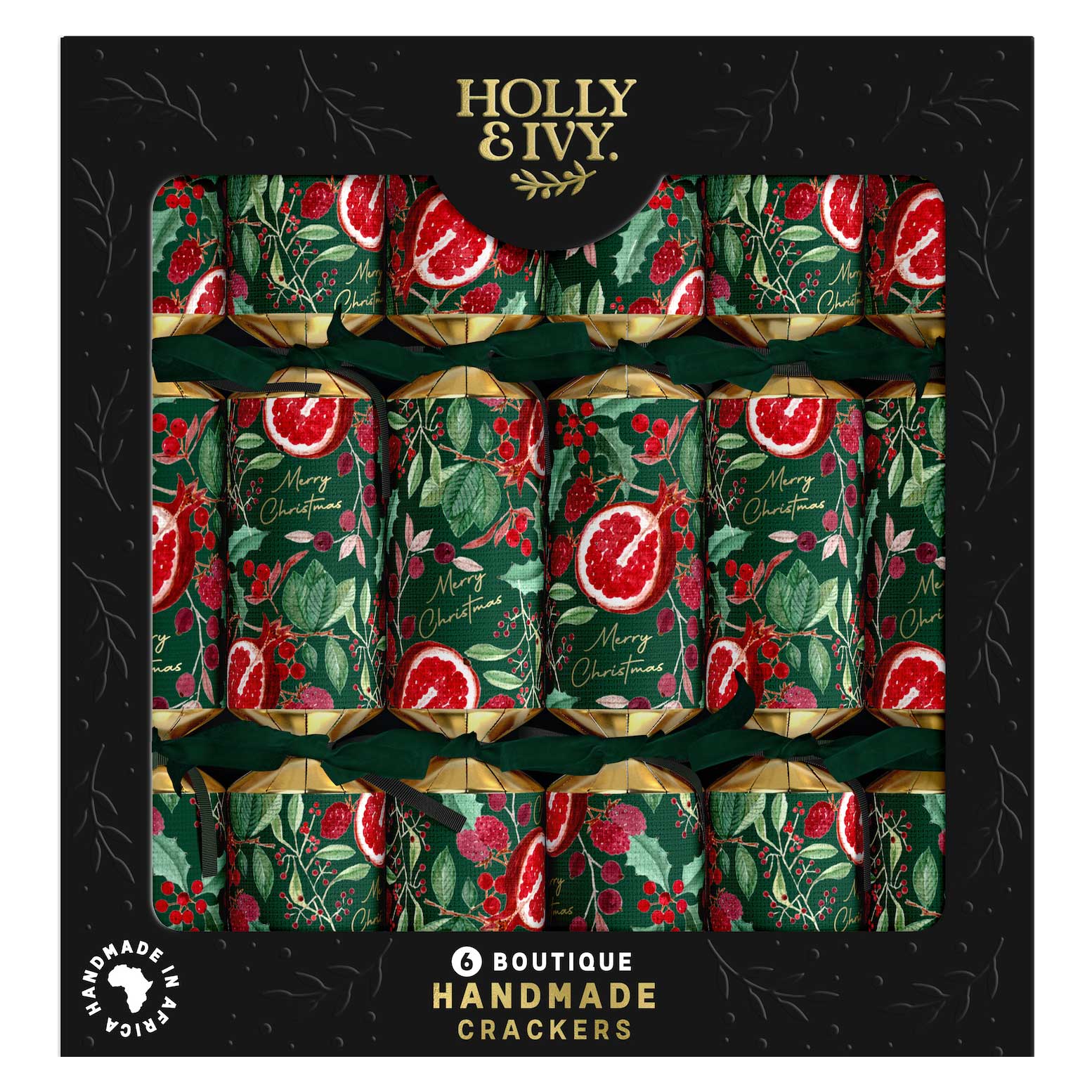 Boutique Pomegranate Christmas Crackers, Pack of 6