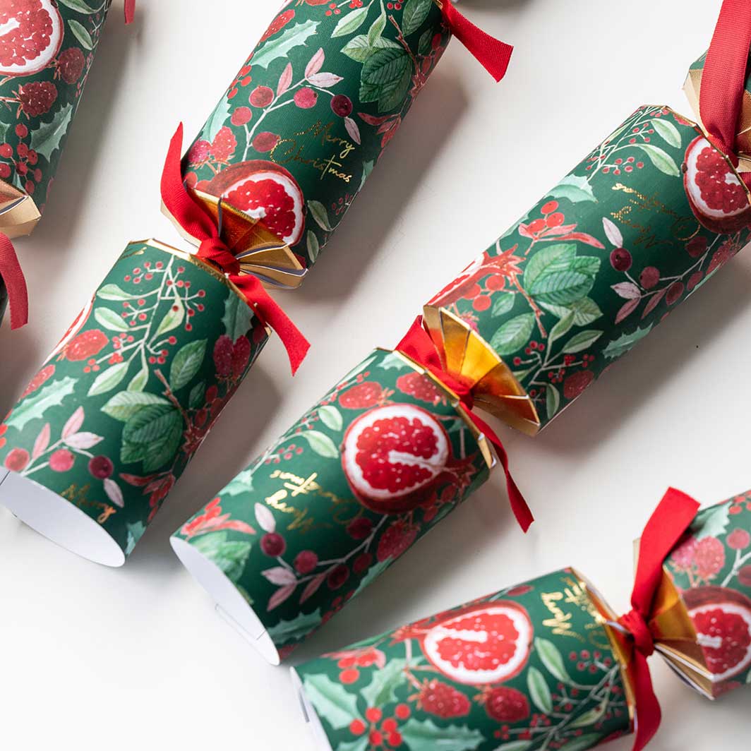 Boutique Pomegranate Christmas Crackers, Pack of 6