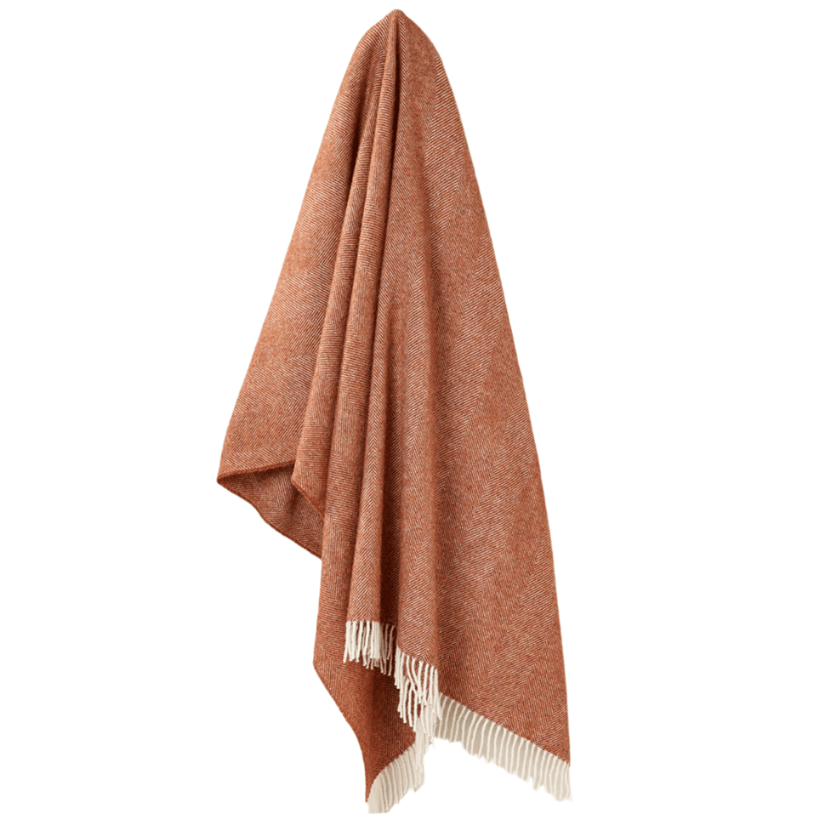 Brick Shetland Herringbone Throw by Bronte