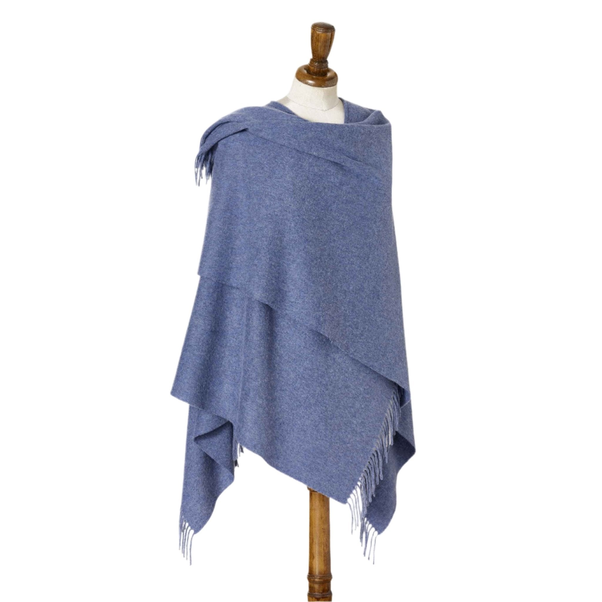 Bronte Merino Mini Ruana Plain Airforce