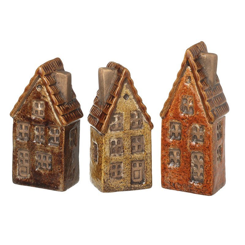 Brown Stoneware Rustic Houses, Assorted
