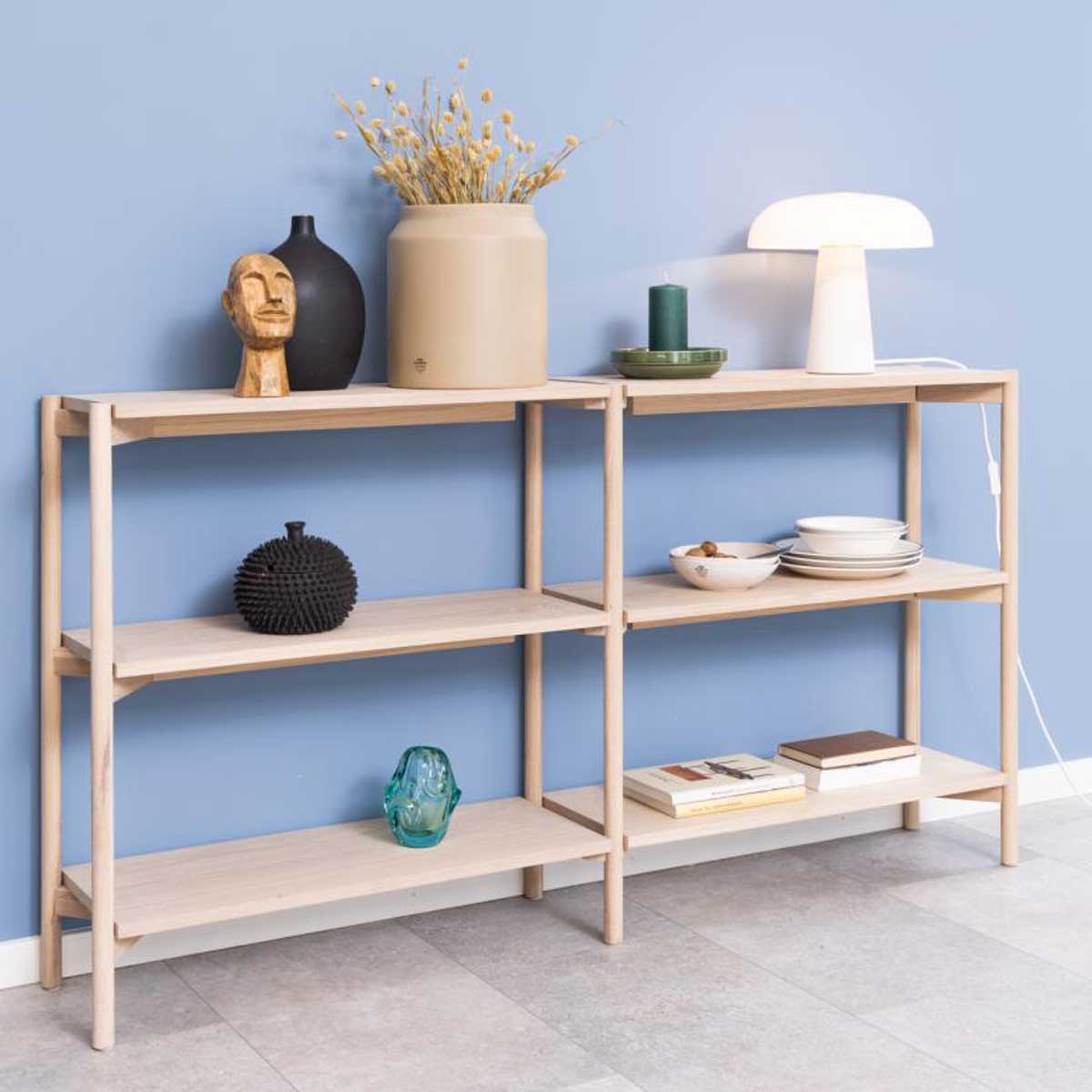 Brussels Bookcase, Low Limed Oak,Oiled Oak