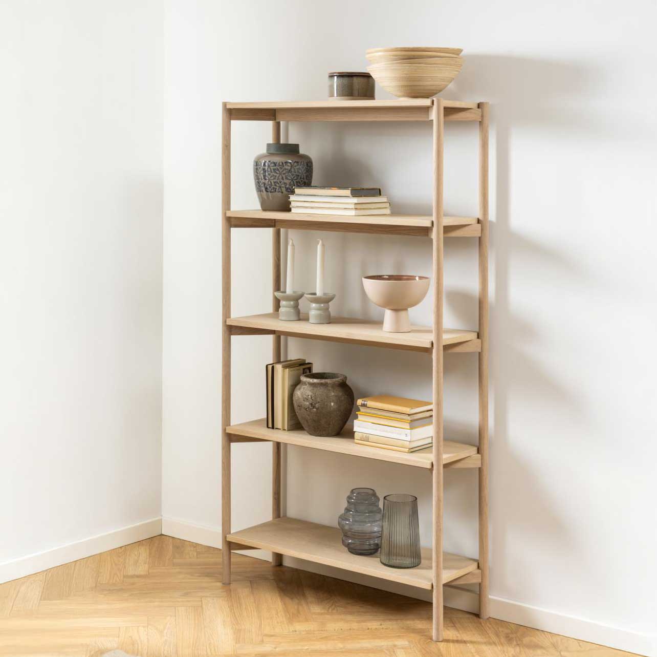 Brussels Bookcase, Tall Limed Oak,Oiled Oak