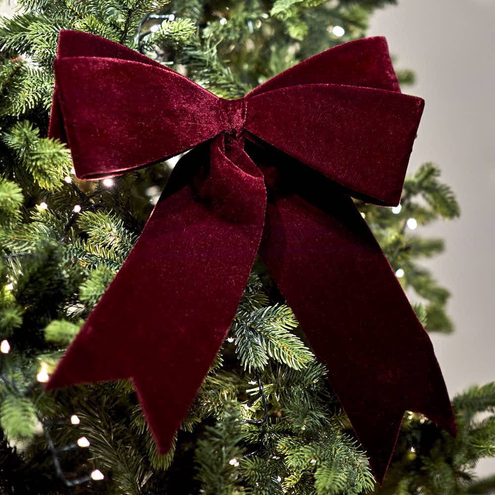 Burgundy Velvet Wired Bow, Large