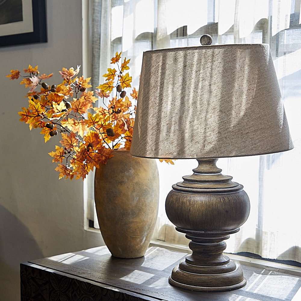 Burma Turned Table Lamp with Shade