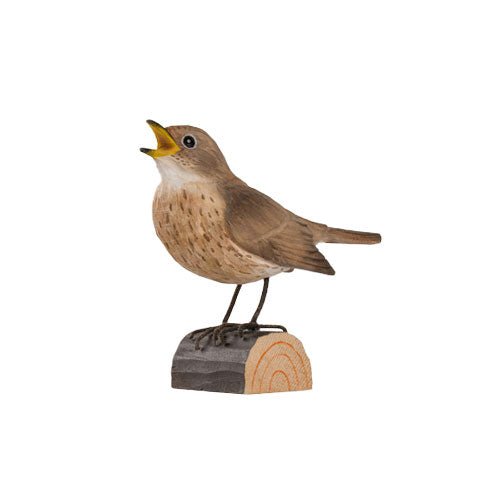 Carved Wooden Nightingale Thrush