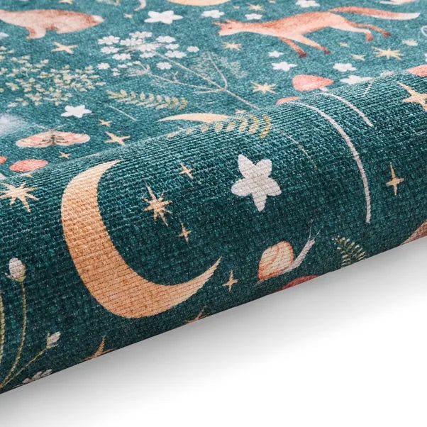 Catherine Lansfield Twilight Animals Rug, Green 61 x 170cm,76 x 150cm,76 x 230cm,122 x 170cm,152 x 230cm