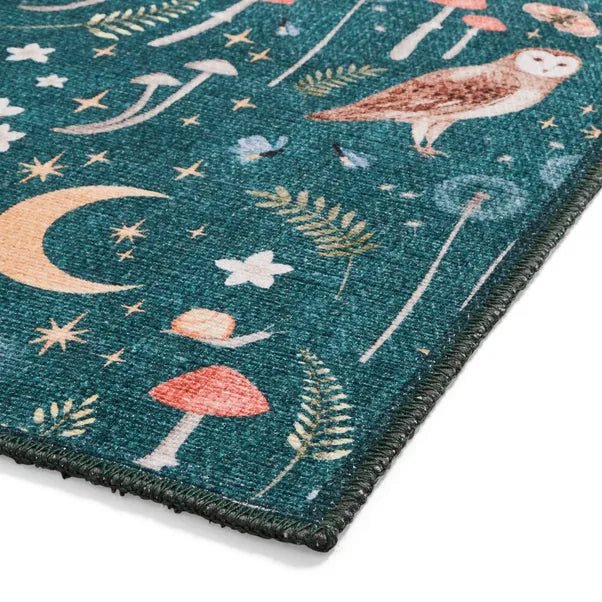 Catherine Lansfield Twilight Animals Rug, Green 61 x 170cm,76 x 150cm,76 x 230cm,122 x 170cm,152 x 230cm