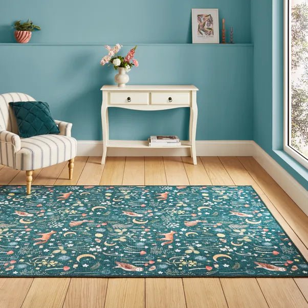 Catherine Lansfield Twilight Animals Rug, Green 61 x 170cm,76 x 150cm,76 x 230cm,122 x 170cm,152 x 230cm