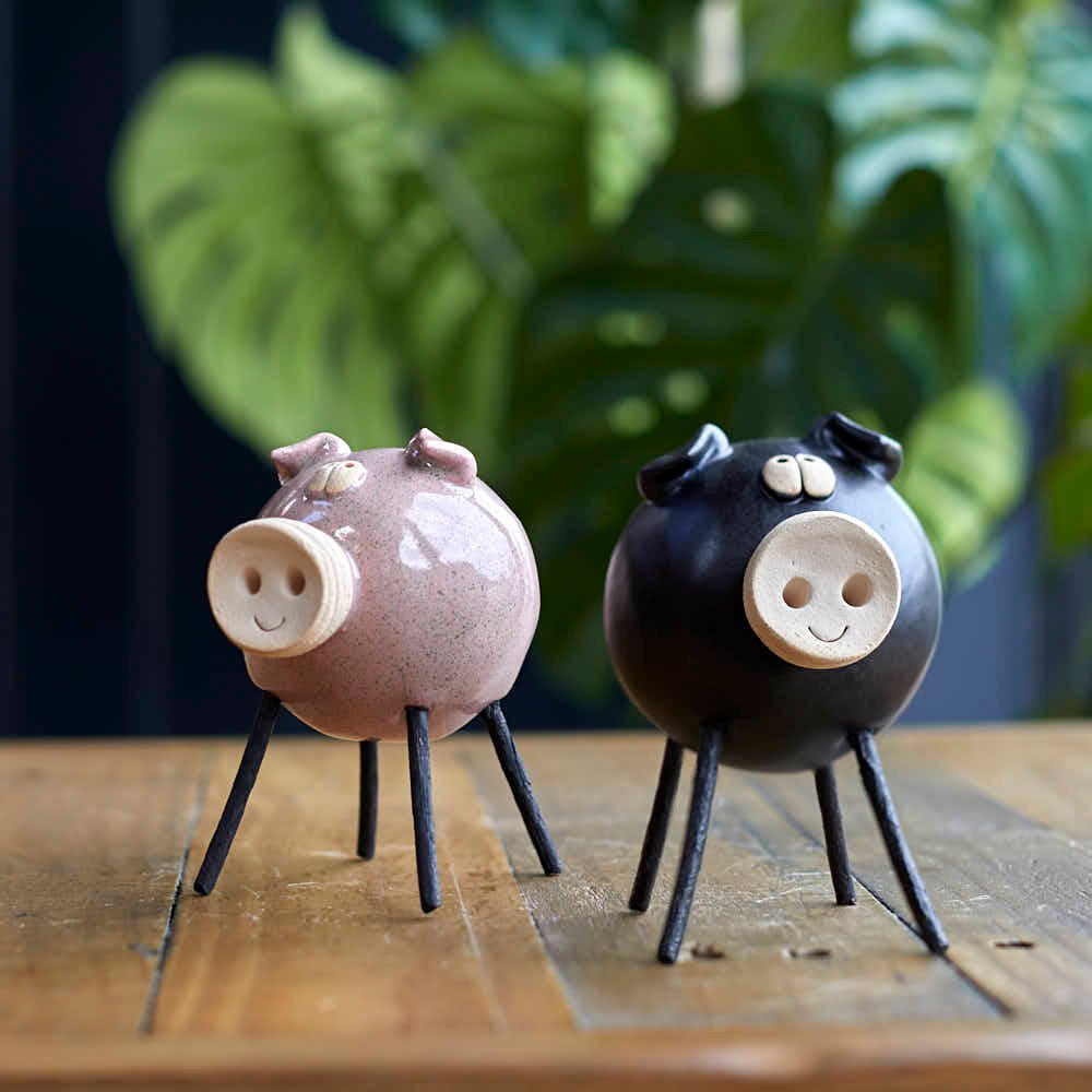 Ceramic Black Pig - Angela Reed -