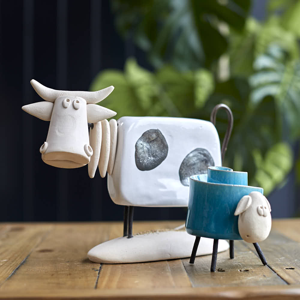 Ceramic Cow, White - Angela Reed -