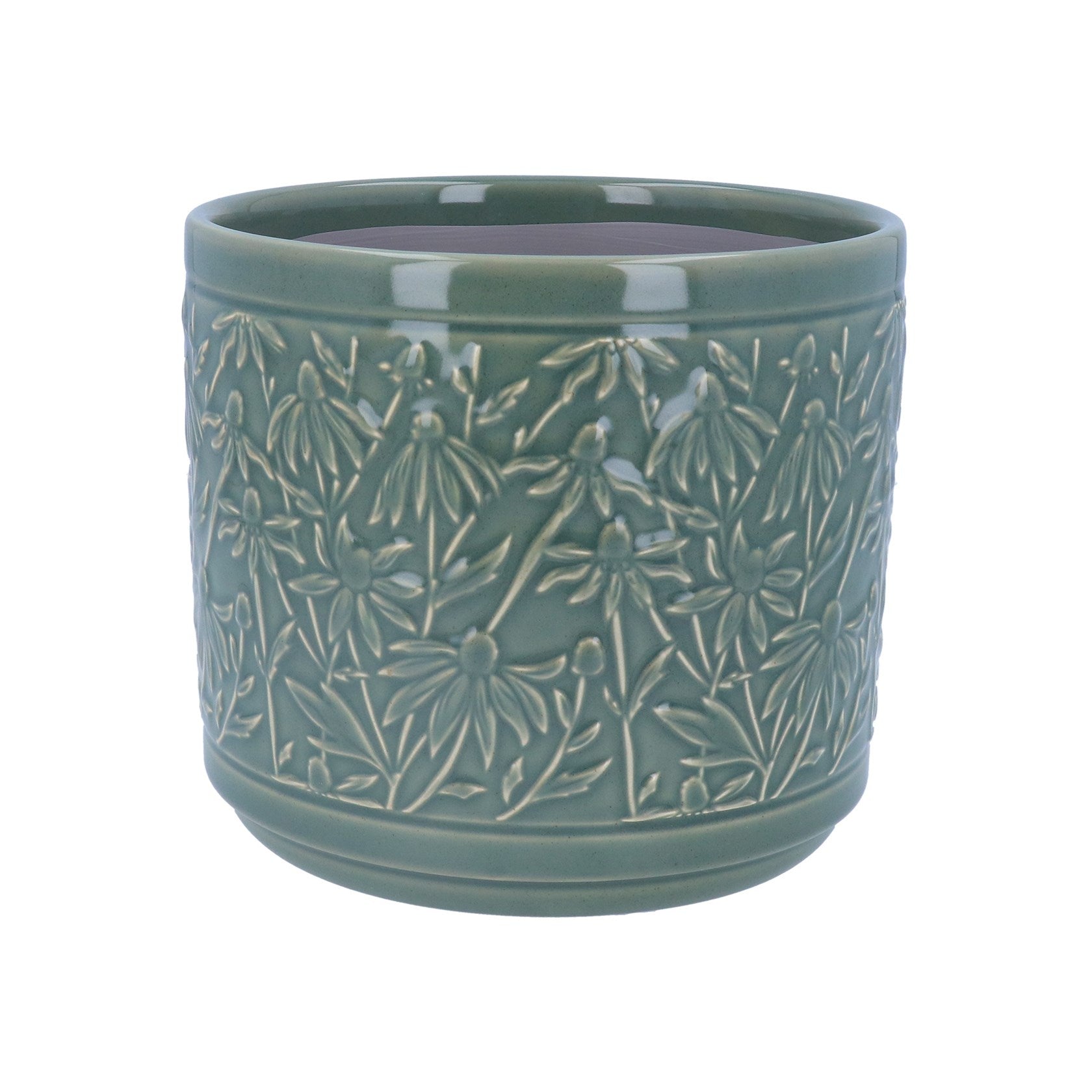 Ceramic Plant Pot, Dark Sage Rudbeckia Extra Large,Large,Small