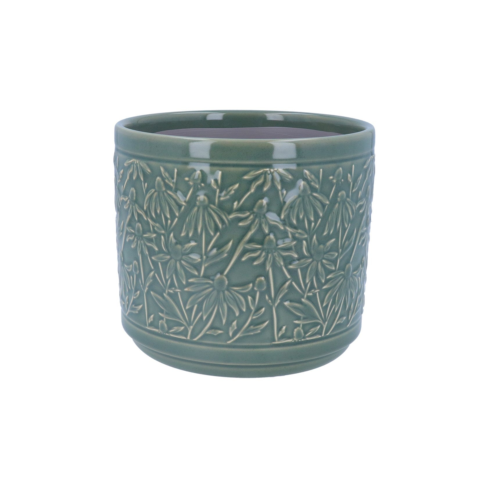 Ceramic Plant Pot, Dark Sage Rudbeckia Extra Large,Large,Small