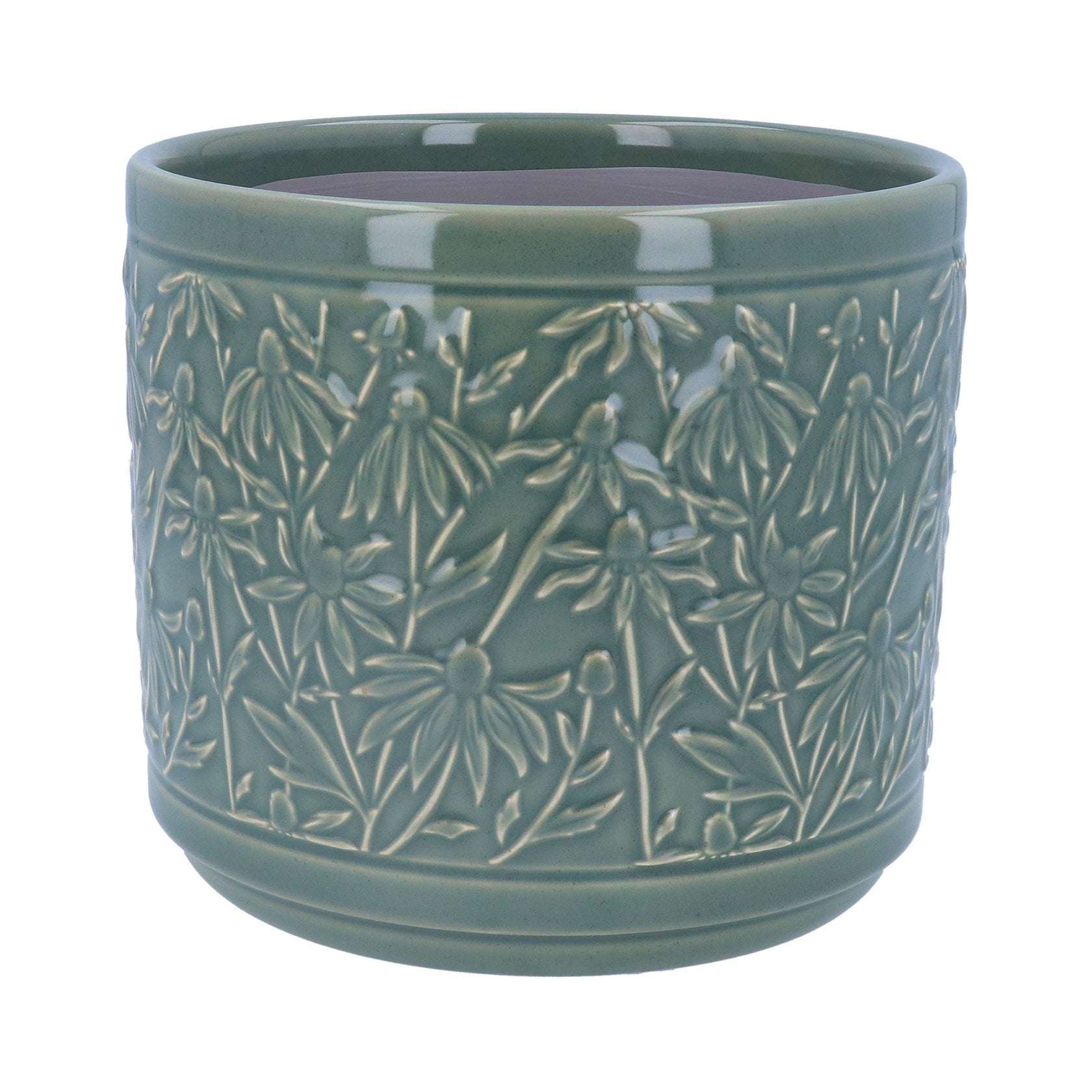 Ceramic Plant Pot, Dark Sage Rudbeckia Extra Large,Large,Small
