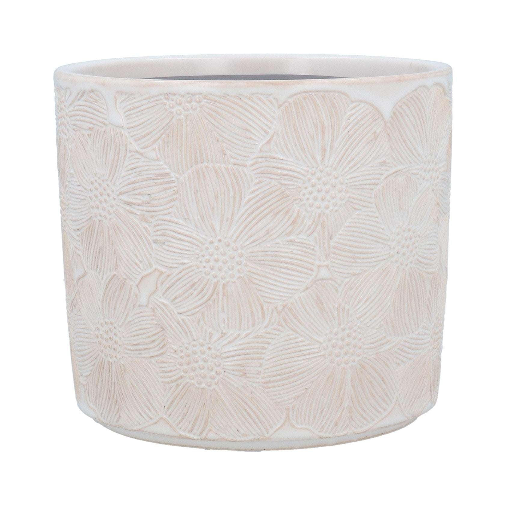 Ceramic Plant Pot, White Cosmos Extra Large,Large,Small