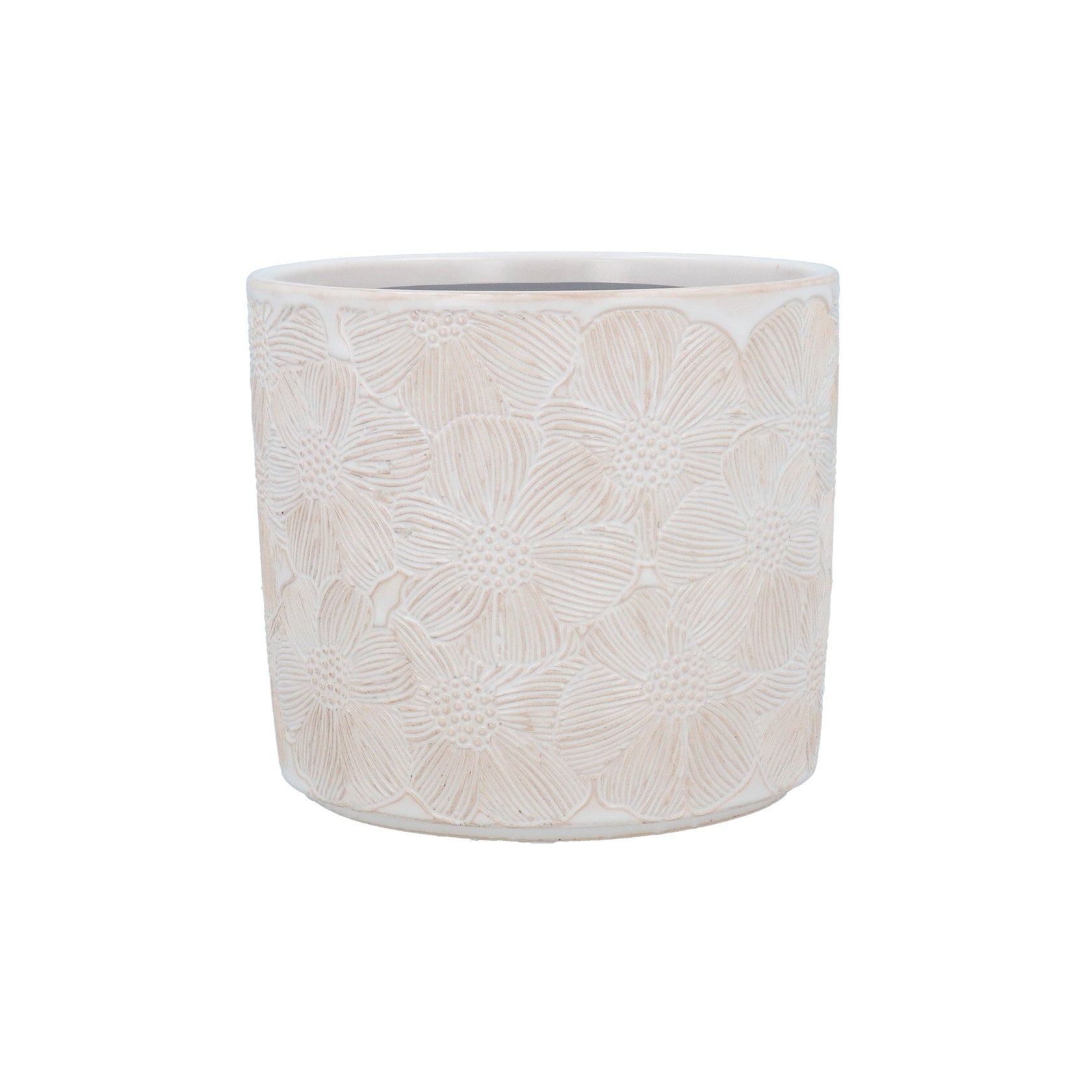 Ceramic Plant Pot, White Cosmos Extra Large,Large,Small