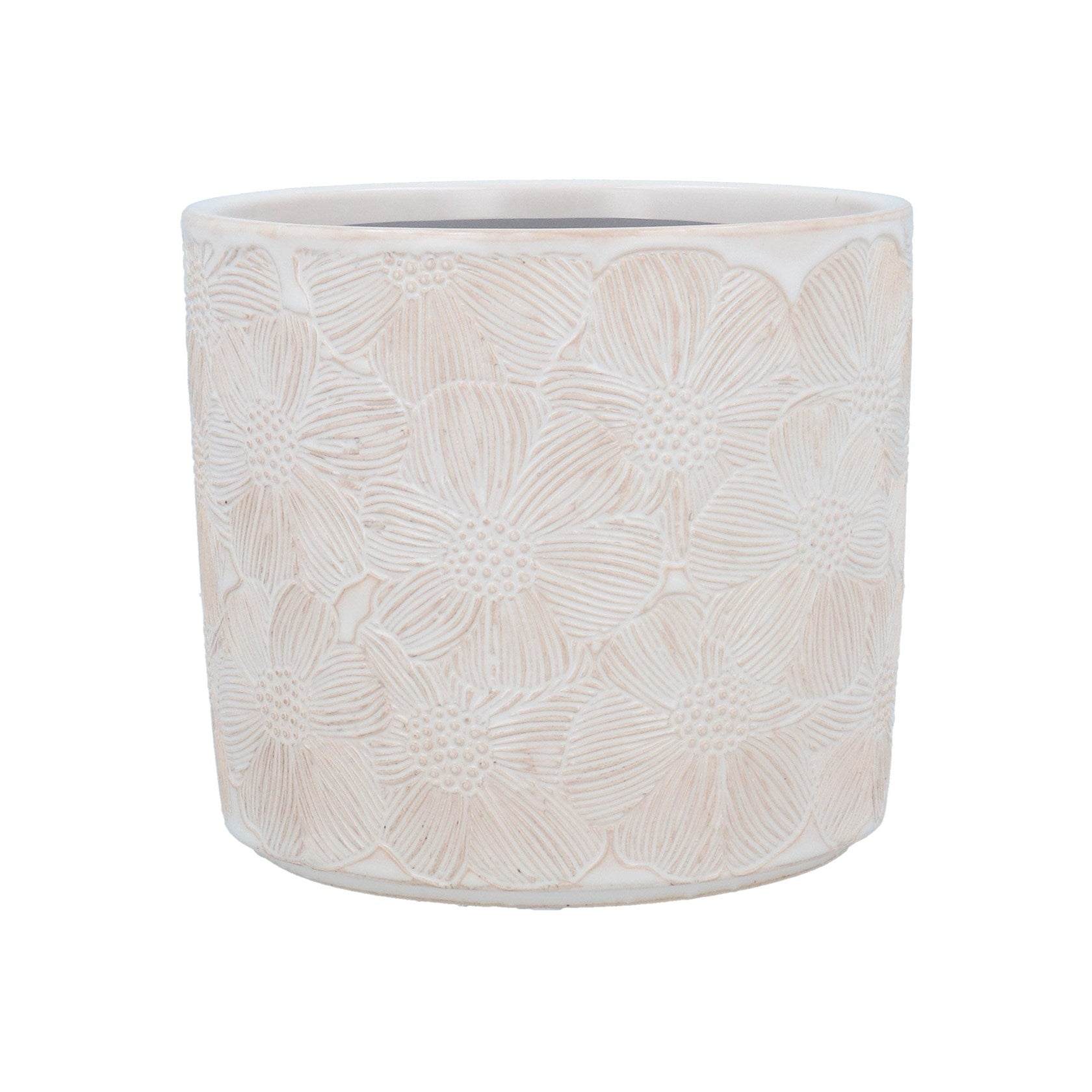 Ceramic Plant Pot, White Cosmos Extra Large,Large,Small