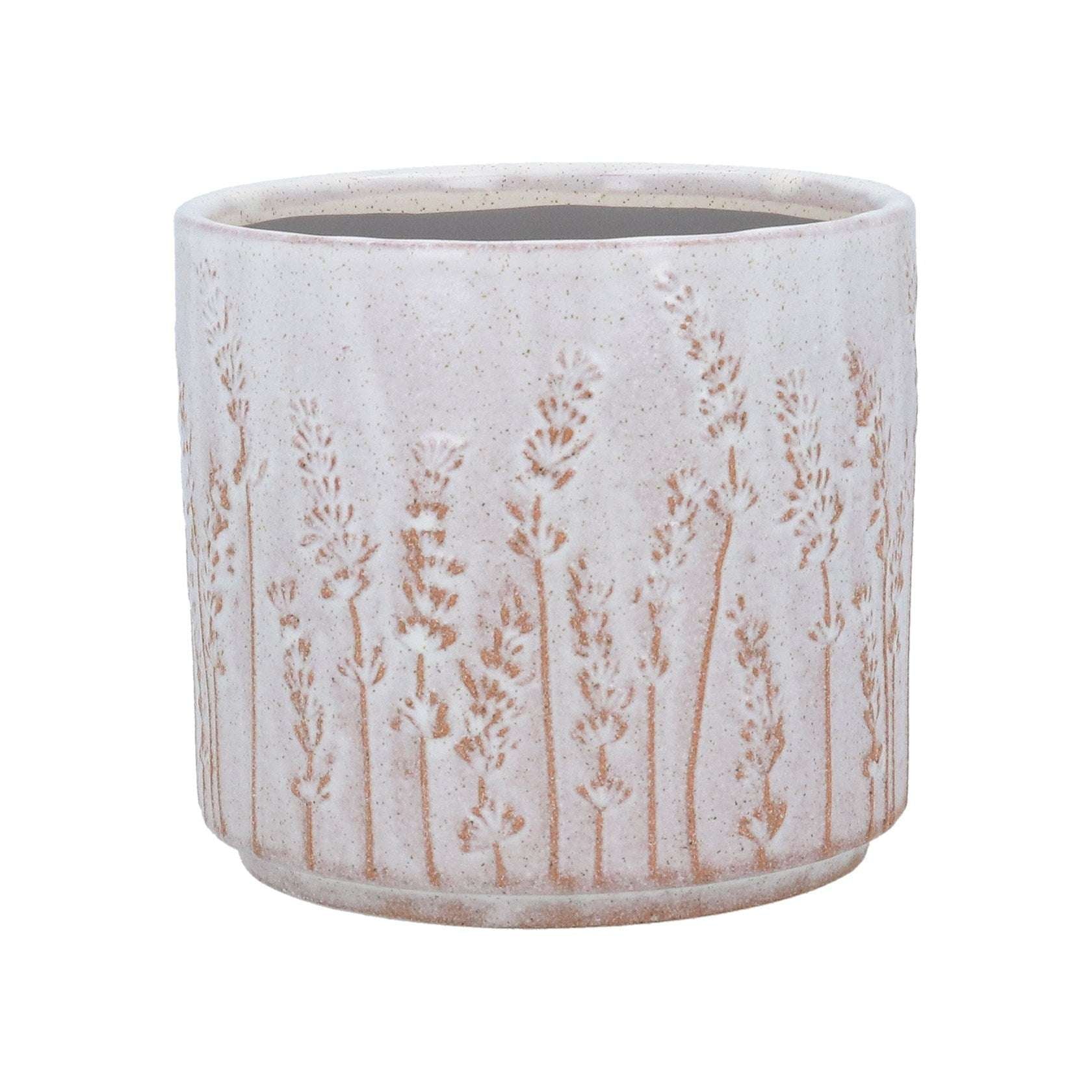 Ceramic Plant Pot, White Rustic Lavender Extra Large,Large,Small